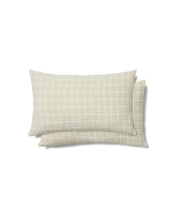 Load image into Gallery viewer, Tivaro set of 2 100% cotton jacquard cushion covers in a light green checkered design 30 x 50 cm