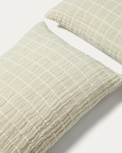 Load image into Gallery viewer, Tivaro set of 2 100% cotton jacquard cushion covers in a light green checkered design 30 x 50 cm - image 3