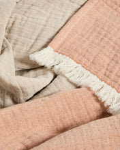 Load image into Gallery viewer, Nafine 100% cotton muslin blanket with two-toned fringe 130 x 170 cm - image 4