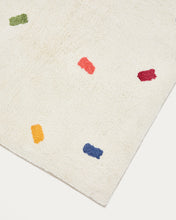 Load image into Gallery viewer, Epifania rug 100% white cotton with multicolour dots 150 x 200 cm - image 2