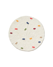 Load image into Gallery viewer, Epifania round rug 100% cotton white with multicoloured dots Ø 120 cm