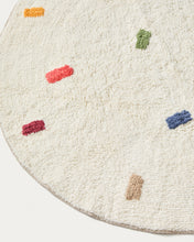 Load image into Gallery viewer, Epifania round rug 100% cotton white with multicoloured dots Ø 120 cm - image 2