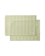 Load image into Gallery viewer, Ulena set of 2 green striped 100% cotton placemats 35 x 50cm