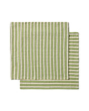 Load image into Gallery viewer, Ulena set of 2 green striped 100% cotton napkins 35 x 35cm