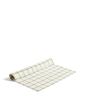 Load image into Gallery viewer, Adesta table runner in 100% cotton ecru with green checks 50 x 150 cm