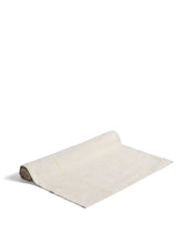 Load image into Gallery viewer, Ulaen beige cotton and linen table runner with yellow stripes 50 x 150cm