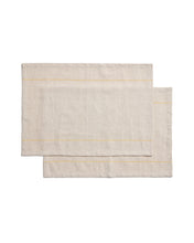 Load image into Gallery viewer, Ulaen set of 2 beige cotton and linen placemats with yellow stripes 35 x 50cm