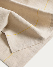 Load image into Gallery viewer, Ulaen set of 2 beige cotton and linen placemats with yellow stripes 35 x 50cm - image 3