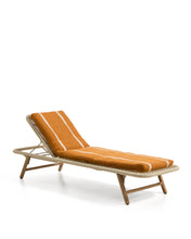 Load image into Gallery viewer, Daila orange 100% PET sun lounger cushion with Ikat graphic 50 x 175cm - image 3