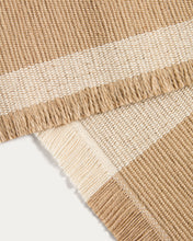 Load image into Gallery viewer, Daltan beige striped cotton and jute table runner 50 x 150cm - image 3