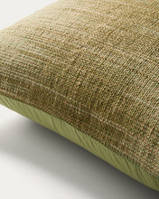 Load image into Gallery viewer, Liroda jute floor cushion cover with green ikat graphic 70 x 70 cm - image 2