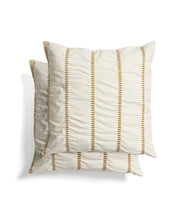 Load image into Gallery viewer, Lidala set of 2 mustard striped 100% cotton jacquard cushion covers 50 x 50cm