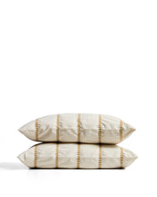 Load image into Gallery viewer, Lidala set of 2 mustard striped 100% cotton jacquard cushion covers 50 x 50cm - image 2