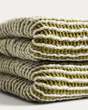 Load image into Gallery viewer, Lideba green striped cotton blanket 100 x 170cm - image 5