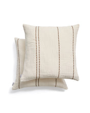 Load image into Gallery viewer, Siloda set of 2 beige striped double-gauze cotton cushion covers 50 x 50cm
