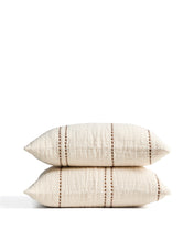 Load image into Gallery viewer, Siloda set of 2 beige striped double-gauze cotton cushion covers 50 x 50cm - image 2