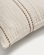 Load image into Gallery viewer, Siloda set of 2 beige striped double-gauze cotton cushion covers 50 x 50cm - image 3