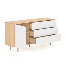 Load image into Gallery viewer, Anielle solid ash &amp; ash veneer sideboard with 1 door and 3 drawers, 150 x 78 cm - image 3