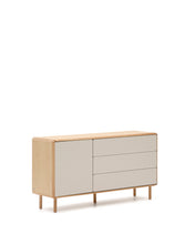 Load image into Gallery viewer, Anielle solid ash &amp; ash veneer sideboard with 1 door and 3 drawers, 150 x 78 cm - image 4