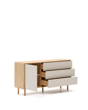 Load image into Gallery viewer, Anielle solid ash &amp; ash veneer sideboard with 1 door and 3 drawers, 150 x 78 cm - image 5