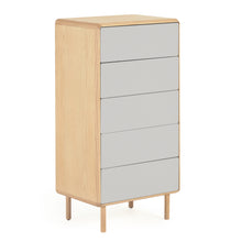 Load image into Gallery viewer, Anielle solid and ash veneer chest of five drawers 60 x 117 cm