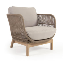 Load image into Gallery viewer, Catalina armchair made with beige rope and FSC solid acacia wood