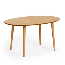 Load image into Gallery viewer, Oqui extendable oval table with an oak veneer and solid wood legs, Ø 140 (220) x 90 cm - image 2