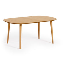 Load image into Gallery viewer, Oqui extendable oak veneer table with solid wood legs 160 (260) x 100 cm