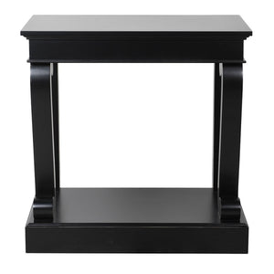 Black Fayence Scroll Leg Console Table