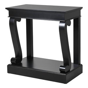 Black Fayence Scroll Leg Console Table