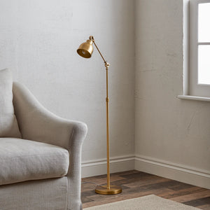 Brompton Reading Floor Lamp, Antique Brass