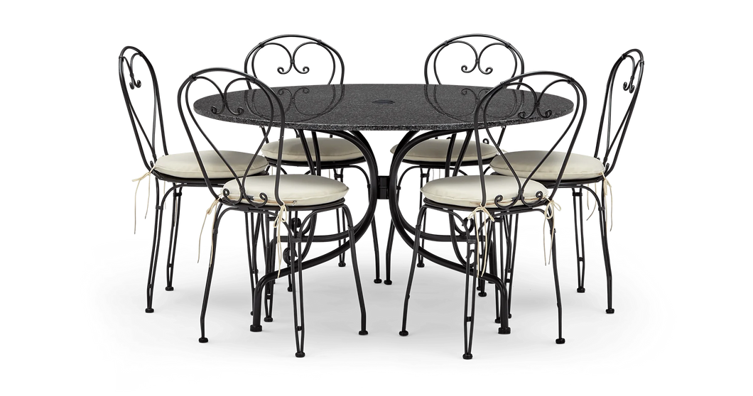 Boscombe 6 Seater Black Dining Set with Granite Top