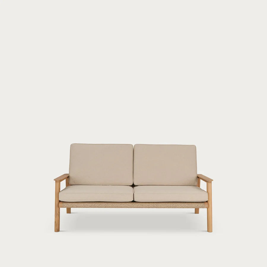 Kew Teak 2 Seater Sofa with Natural Cushions