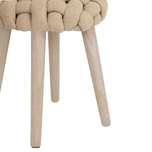Wooden Stool With Linen Seat