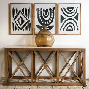 Oak & Marble Console Table