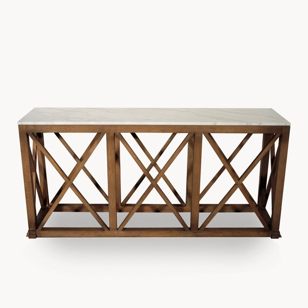 Oak & Marble Console Table