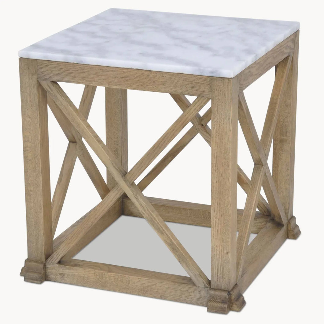 Oak & Marble Side Table