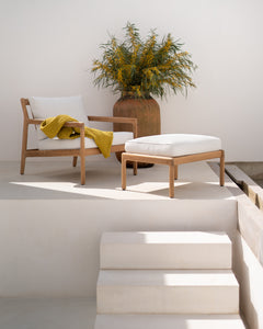 Jack Outdoor Footstool - Teak Off White
