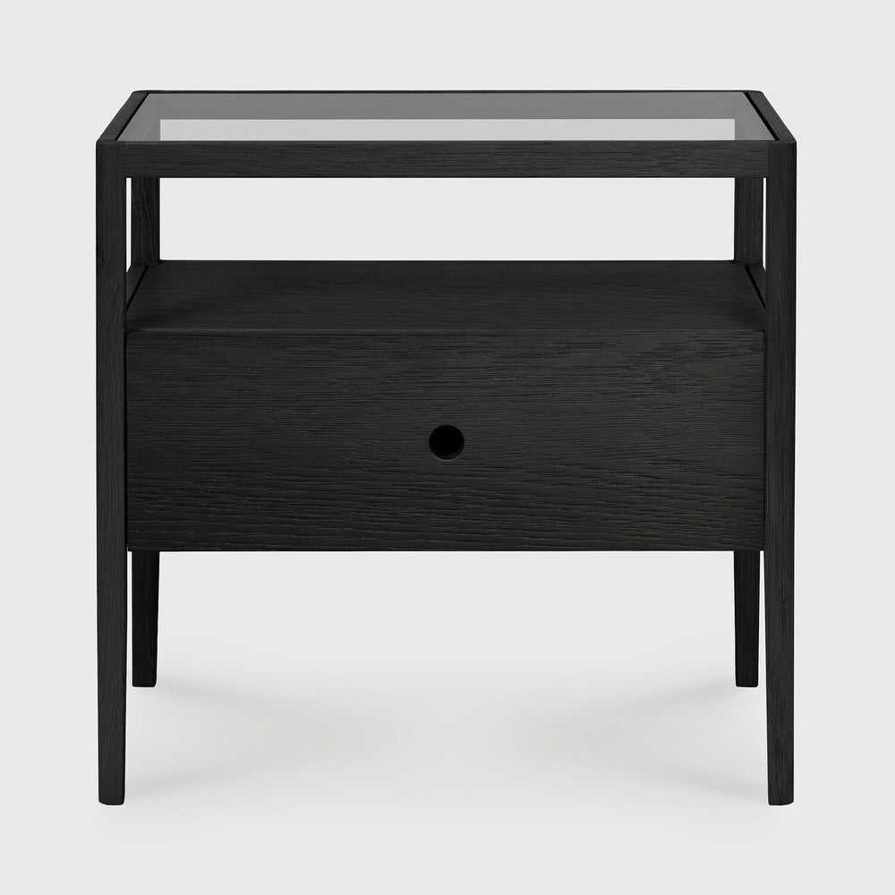 Oak Spindle Bedside Table - Black