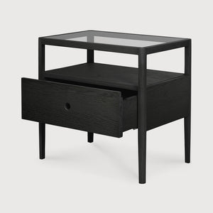 Oak Spindle Bedside Table - Black