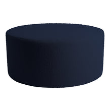 Load image into Gallery viewer, Teddy Black Blue Round Pouf