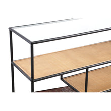 Load image into Gallery viewer, Metal Console Table  Bamboo Shelves
