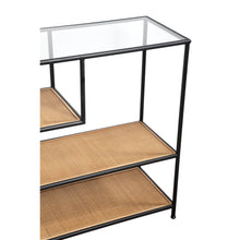 Load image into Gallery viewer, Metal Console Table  Bamboo Shelves