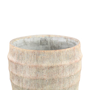 Large Cement Pot With Minimal Stripe Rib
