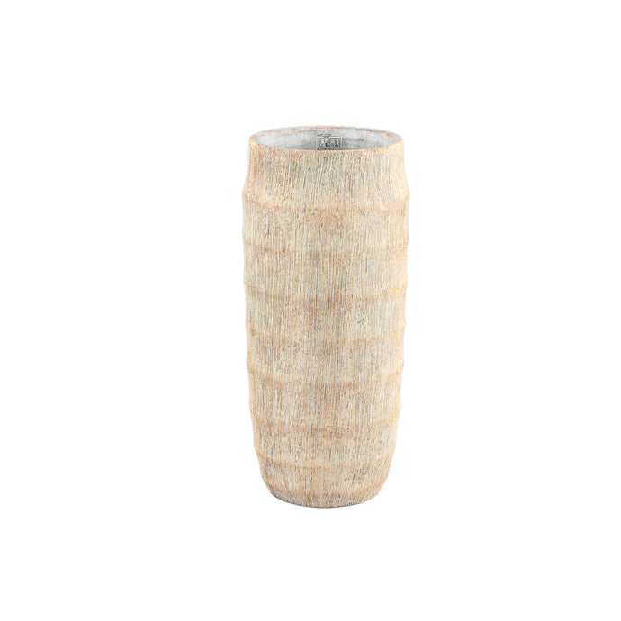 Tall Cement Pot Minimal Stripe Rib