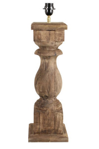 Weathered Wooden Table Lamp with Ecru Shade
