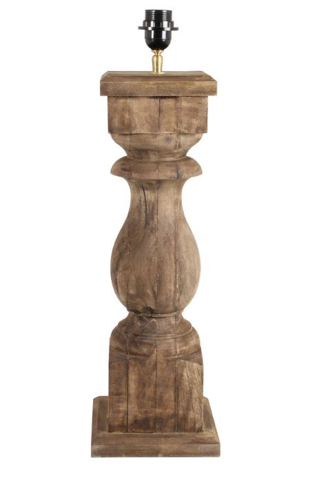 Weathered Wooden Table Lamp with Ecru Shade