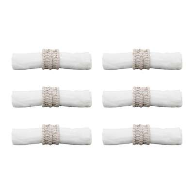 Set Of 6 Rattan Napkin Rings